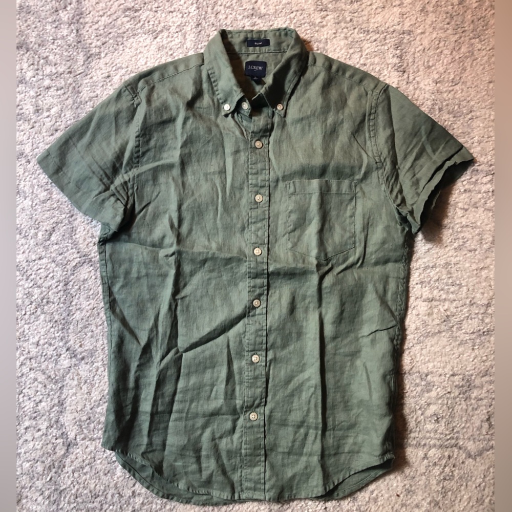 J Crew Men’s Slim Linen-Cotton Short-Sleeve Shirt